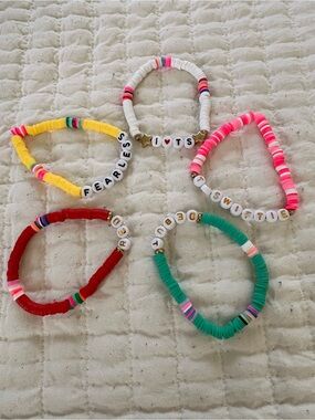 TS Multicolor Beaded Bracelets - Pink, Yellow, Red, Green, White